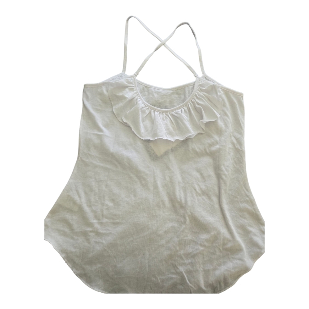 Chaser White Ruffle Tank Top, Small